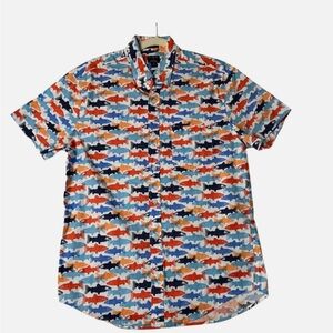 J.Crew Men Size Small Slim Fit Fish All Over Graphic Print Button Shirt NWOT